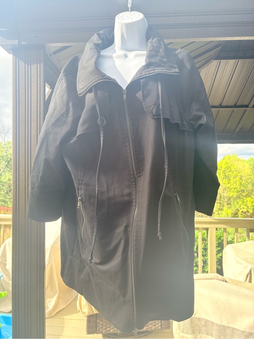 TRULLI Woman’s Black Spring/Fall Coat - Classic Casual Outerwear, Size: XL
